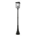 Z-Lite Seoul 3 Light Outdoor Post Mounted Fixture, Oil Rubbed Bronze & Clear 571PHXLR-564P-ORB